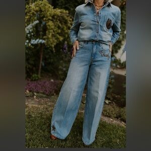 Rodeo Quincy Lucky Cowgirl Jeans Wide Leg NWT Size 30